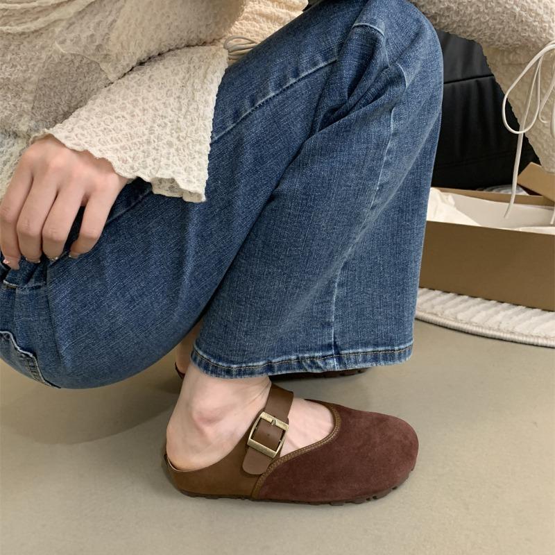 Fashion Spring and Autumn Slippers Women's Flat Shoes 2024 New Trendy Fashion Baotou Slippers Women's Slip-On Shoes