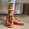 Fashion Bohemia Button Decoration T Shape Sandals Women Summer Round Toe Low Heel Flip Flops Casual Ankle Strap Beach Waterproof Sandals