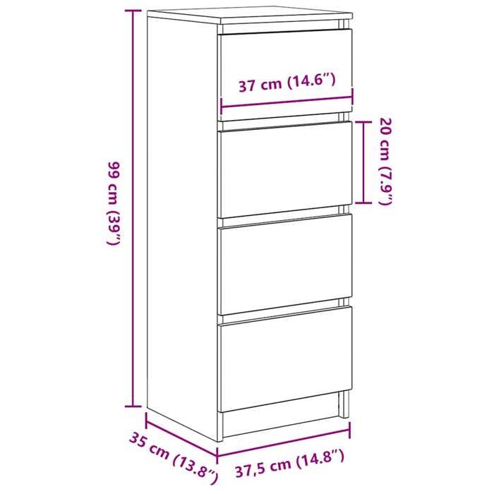 VidaXL Buffet White 37.5x35x99 Cm Engineered Wood, Storage Furniture, Kitchen Storage Furniture, Furniture of 861697
