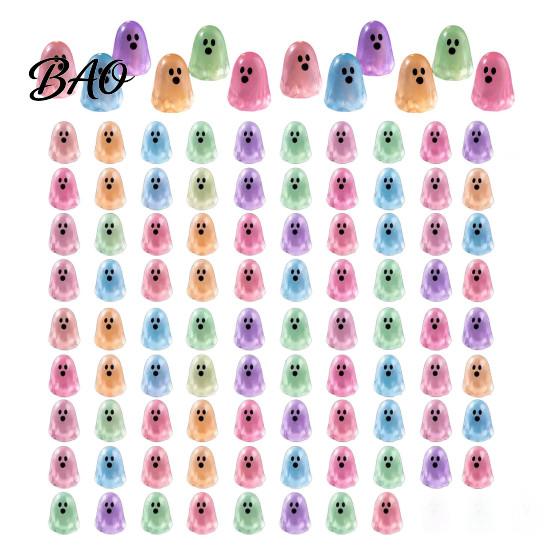 Halloween Gift Ideas for Kids Glow in The Dark Ghost Figurines, Cute Resin Bead Set Fun Festive Desk Accessories Decoration, Mini Colorful Tiny Statue