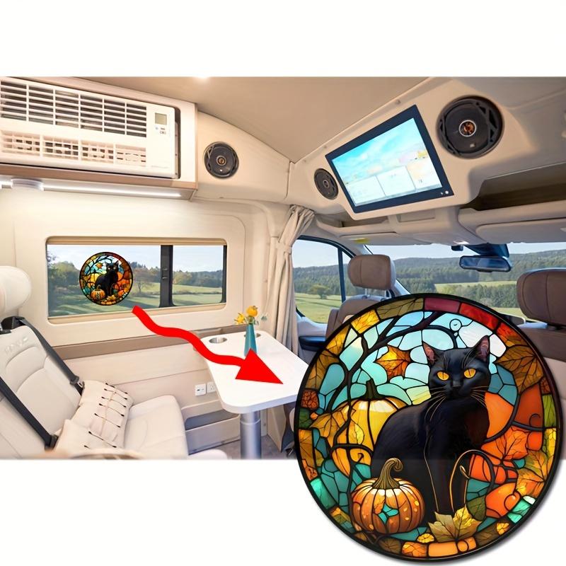 Halloween Static Cling Glass Sticker Window Party Decoration Wall Car RV Window Black Cat Pattern Car Electrostatic Film#32