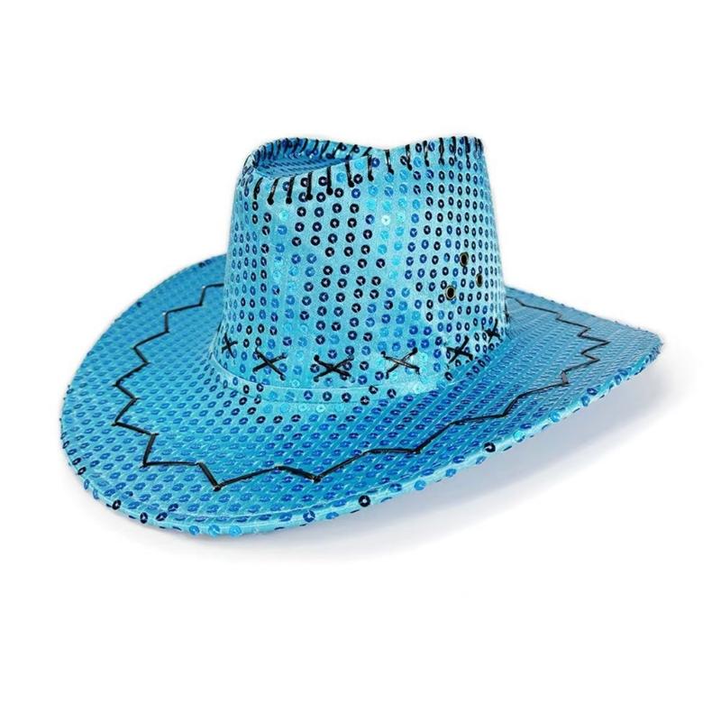 Sequined Western Cowboy Hats for Festivals Parties and Carnivals Sparkling Design Lightweight Practical Polyester Hat