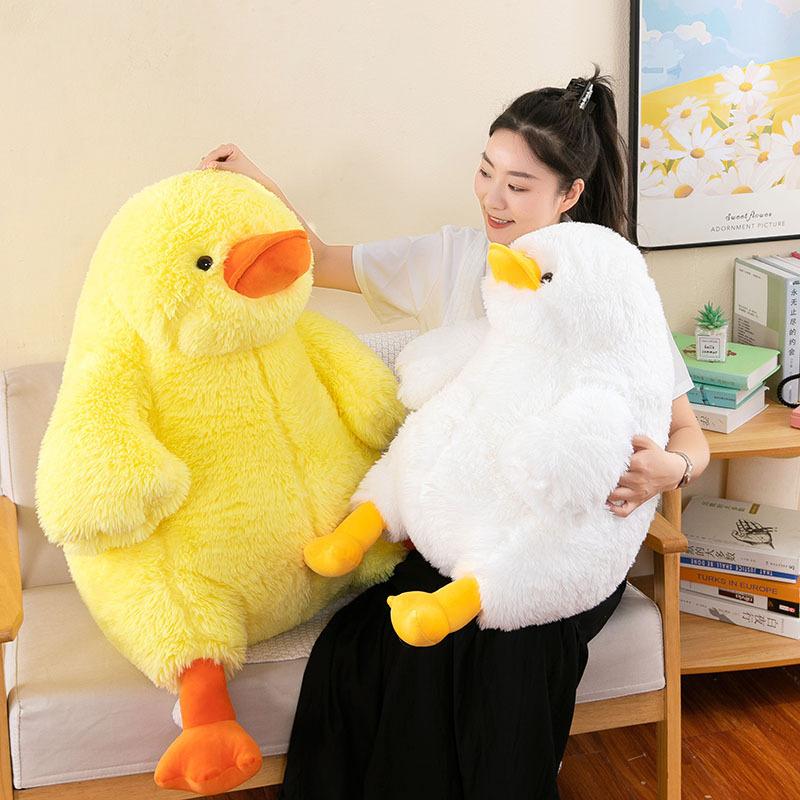 Lindo peluche de pato frito, lindo cojín suave para dormir, juguete de peluche, peluche de pato amarillo grande, regalo de cumpleaños