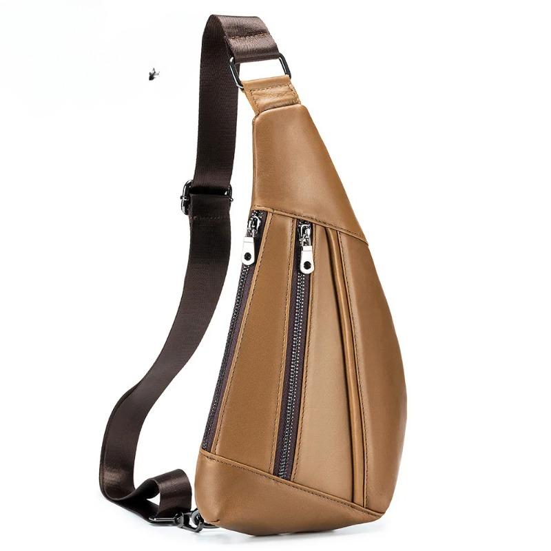 

Casual leather men s bag shoulder bag fashion chest bag reduces burden коричневий