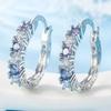 New Luxury Trendy Blue Cubic Zirconia Hoop Earrings Wedding Party Elegant Accessories For Women Anniversary Gift  Jewelry
