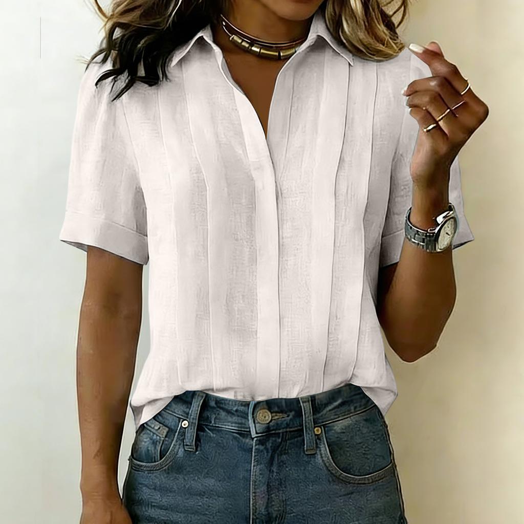 Short Sleeve Button Down Shirt for Women Casual Collared Blouse Relaxed Fit Lightweight Summer Top for Daily Wear