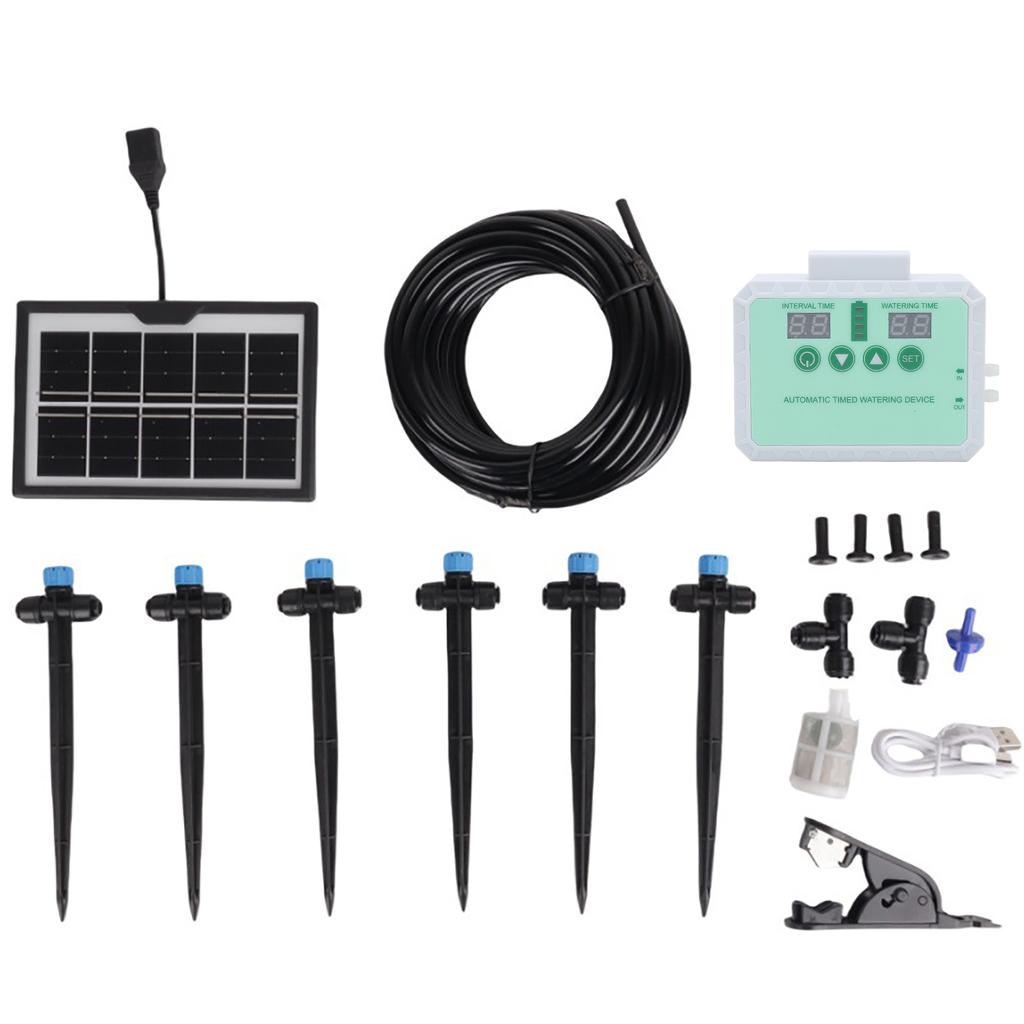 Solar   Automatisches Tropfbewässerungssystem für Pflanzen Innen Außen Garten mit Timer Regenwassersammler   Düse   Kit