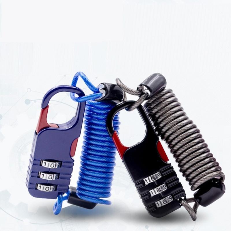 3-Digit Combination Lock Waterproof Padlock Outdoor Mini Wire Rope Combination Lock for Backpacks Trolley Cases Fence