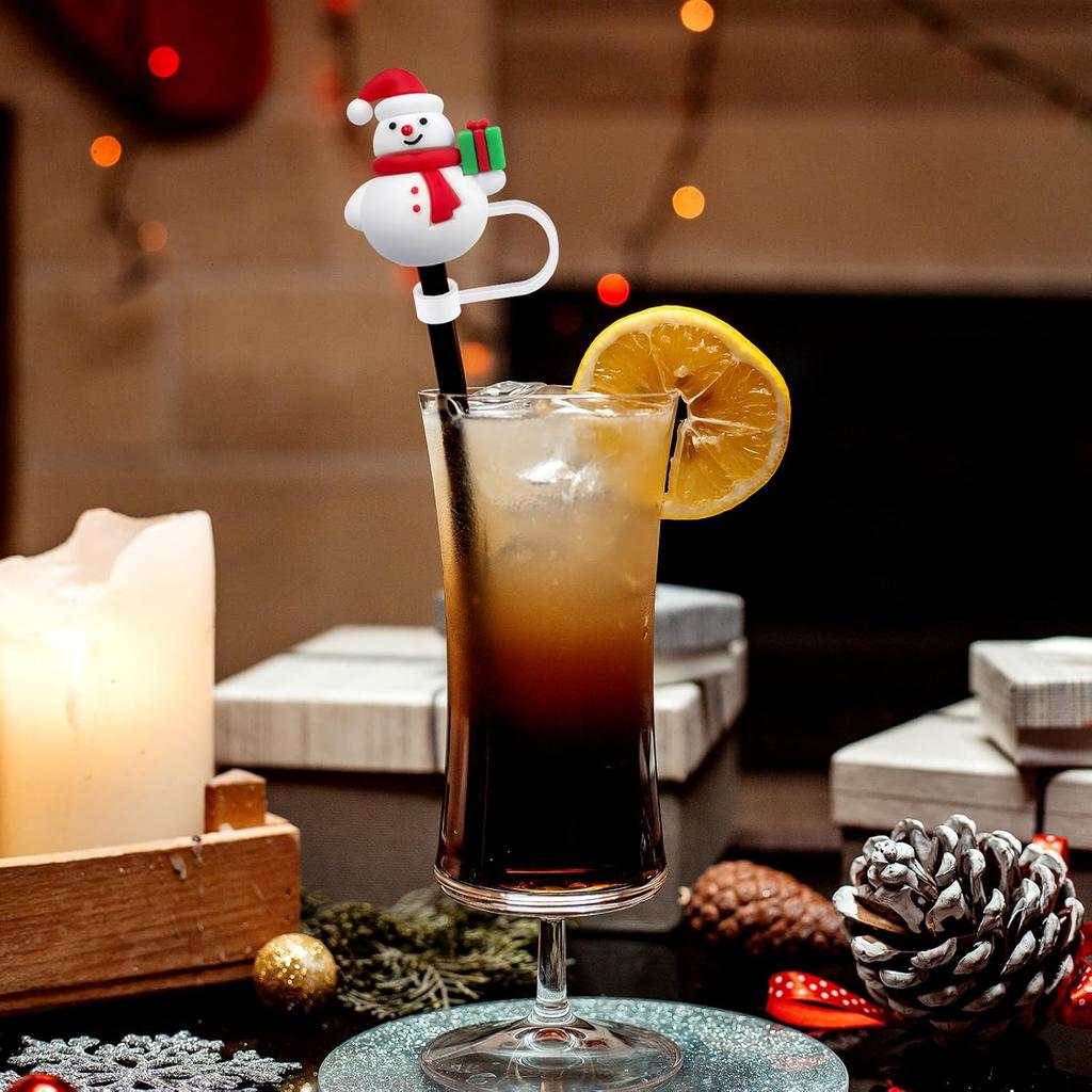 1Pcs 10mm Christmas Straw Covers Cap for Stanley Cup Tumblers Accessories Reusable Straw Cap Stopper for Straws Tip Lids