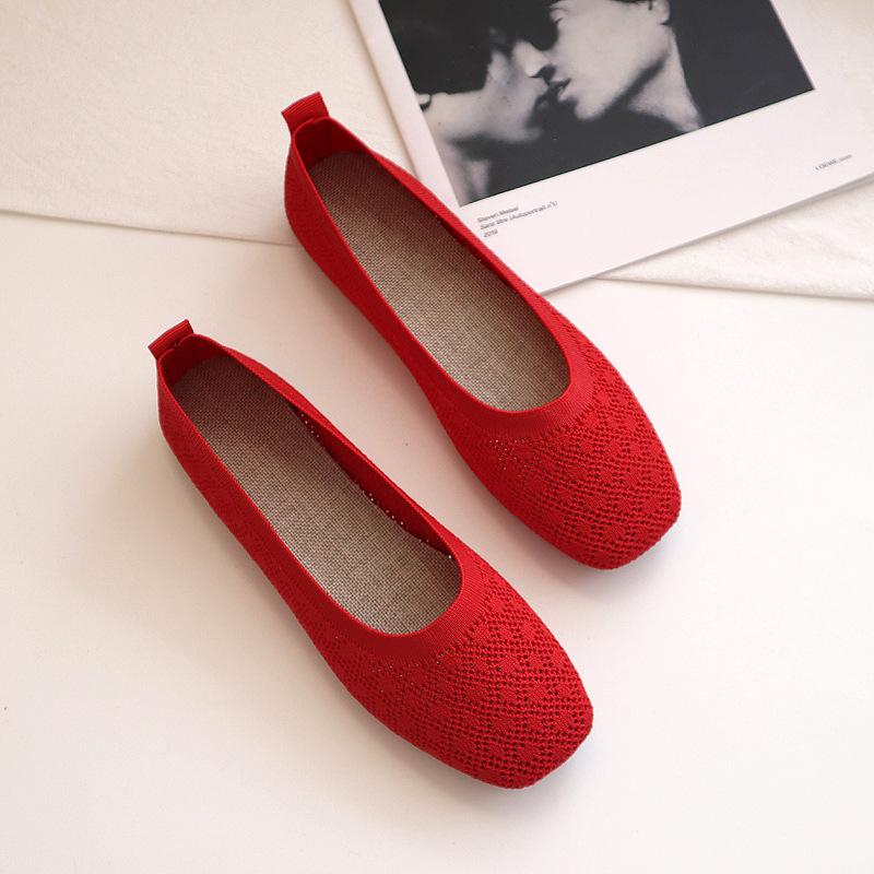 ladies flat red shoes