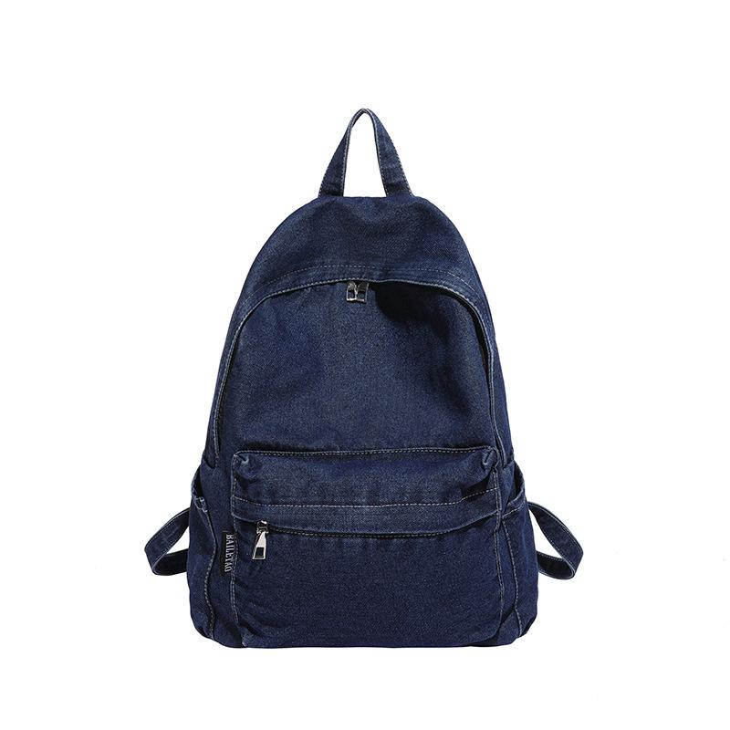 Summer new design new fashion denim women's bags trendy retro large capacity simple shoulder backpack