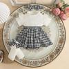 Cute Summer Girls' Infant Toddler Outfit Flutter Sleeves Short Sleeves Houndstooth Pattern Soft Treatment Dress Socks