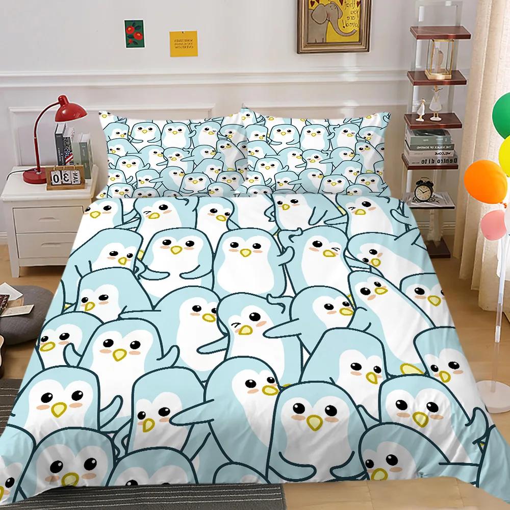 Cartoon Cute Animals Duvet Cover Colorful Lovely Comic Duck Polyester For Kids Boy Girls For Bedroom Decoration Queen King Size