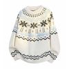 Pullovers Long Sleeves Sweaters Unisex Sweater Paragraph Autumn Winter Retro Floral Pattern Loose Round Neck Design Sense of The Bottoming Knitwear