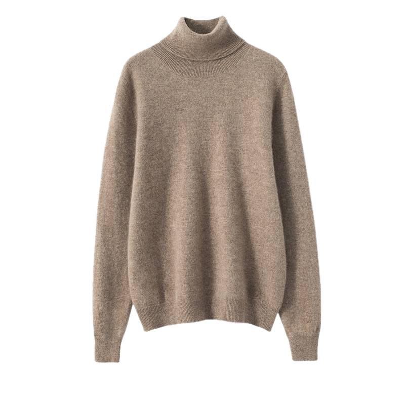 Women's Plus Size 100% Cashmere Knit Long Sleeve Sweater - Autumn/Winter Base Layer Top