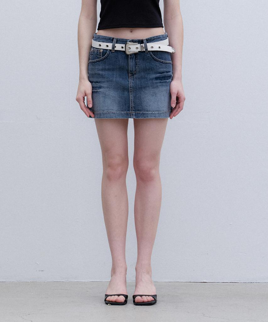 Aendeuel Fade Denim Mini Skirt - Blue