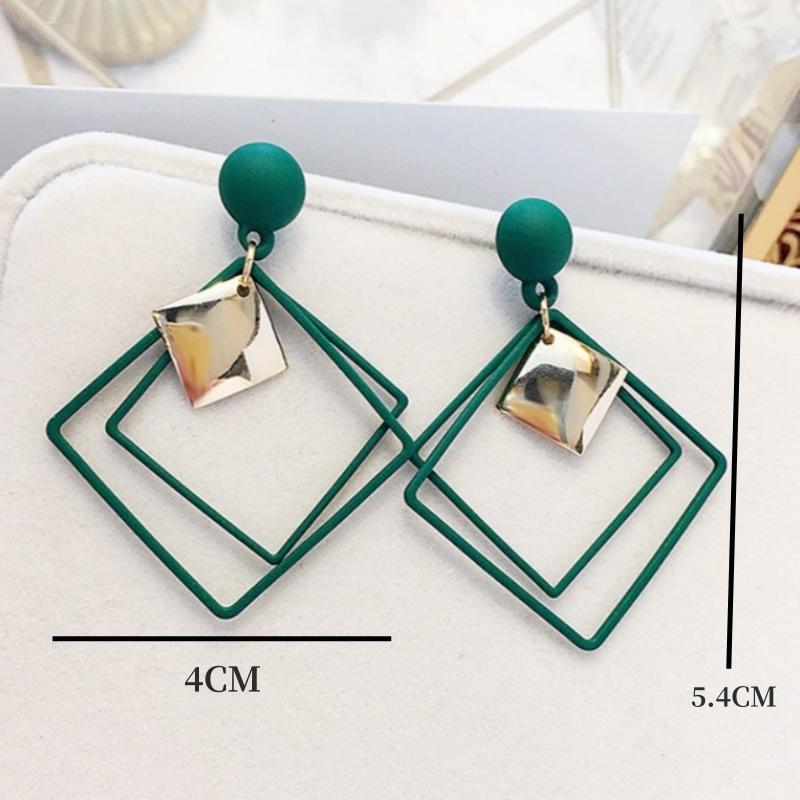 

Simple And Versatile Long Geometric Earrings Temperament Net Red Tide Square Sequined Pendant Earrings For Women Jewelry Brincos зелёный
