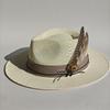 Handgeweven Hoed Veer Accessoire Mannen Breedgerande Panama Jazz Hoed Buiten Zonbescherming Stro Hoed Unisex Stijl voor Lente & Zomer