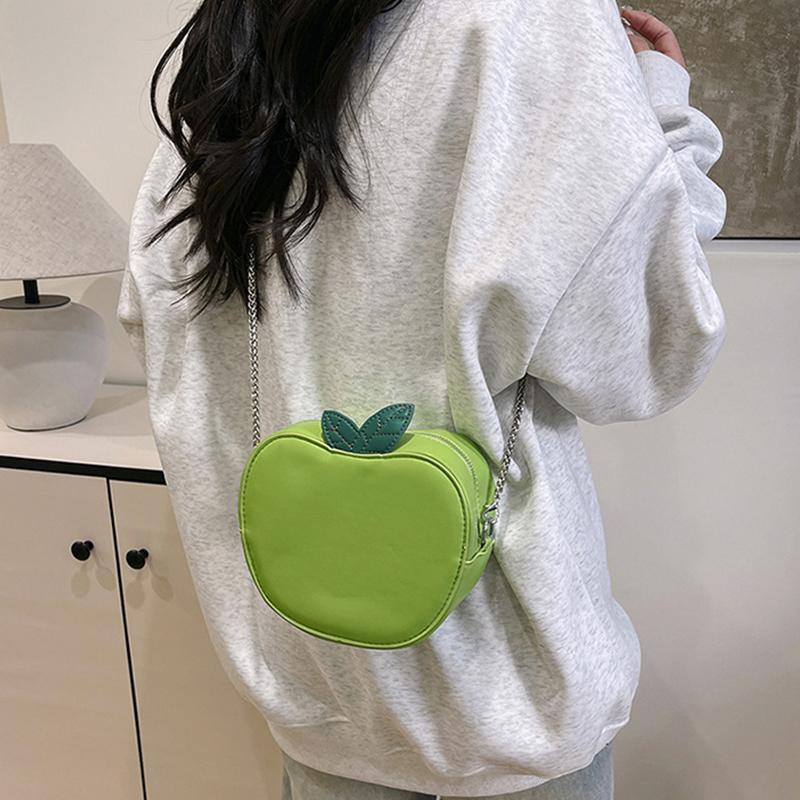 Yogodlns Girl Crossbody Bag Cute Apple PU Personality Women Shoulder Bag Simple Small Satchel Cartoon Shaped Coin Purse