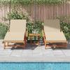 Sun Lounger 2 Pcs Beige 200 X 67 X 84 Cm Solid Acacia Wood