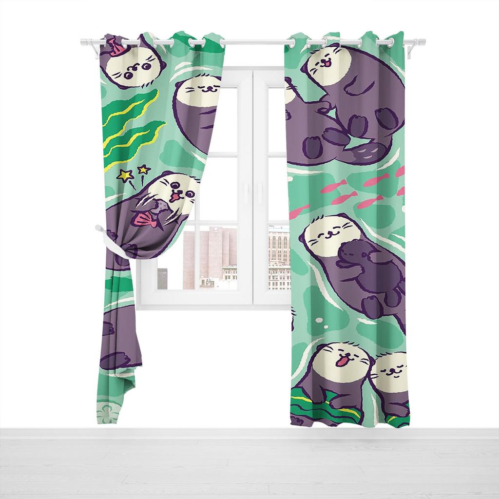 Otter, Animal Anime Printed Curtains For Living Room Home Decor  Blackout Curtains Bedroom Drapes Cartoon Christmas