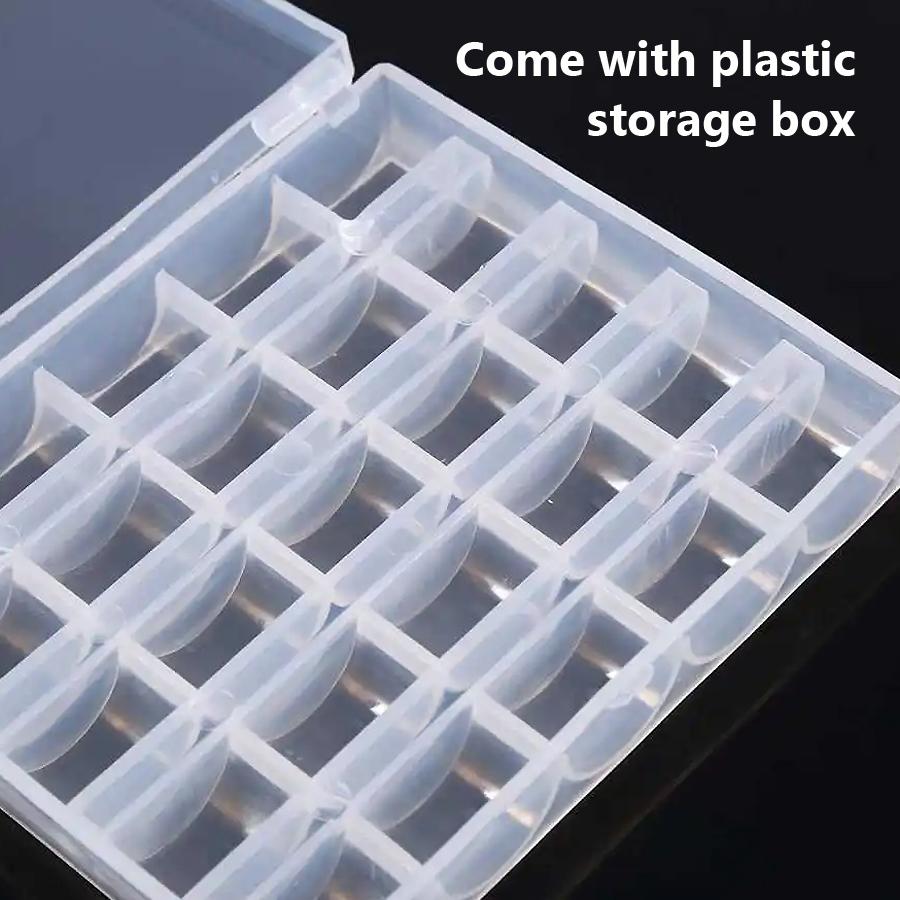 25pcs Colorful Empty Sewing Machine Bobbins Set, Plastic Spools with Storage Box for DIY Crafts, Sewing Projects, Thread Organization