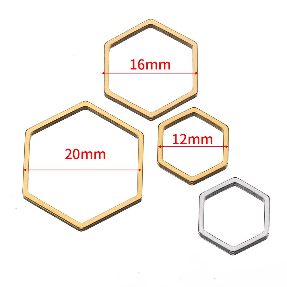 No Fade 40pcs 20pcs Stainless Steel Polygon Pendants Charms Gold Color Hollow Hexagon Bezels for DIY Jewelry Making Resin Mold