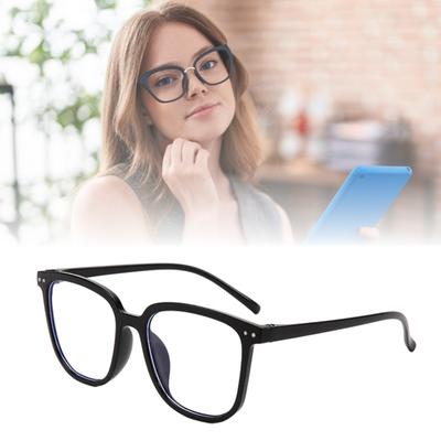 Unisex-Blaulichtfilterbrille, Retro, großer ovaler Rahmen, klare Sicht, starkes Scharnier mit Krempe, Augenschutz, klare Blaulichtbrille