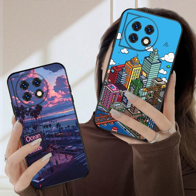 Sunset Xia Street For Oneplus 8T 9 9R 10 Pro 11 12 13 13R 5G ACE 5 Nord2 4 CE 3 4 Lite N20 SE N200 silicone soft phone case