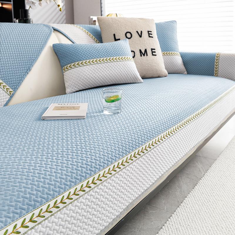 Cool Feeling Flower Slipcover Funda Non-slip Ice Silk Sofa Cushion Summer Home Couch Sofa Covers Mat