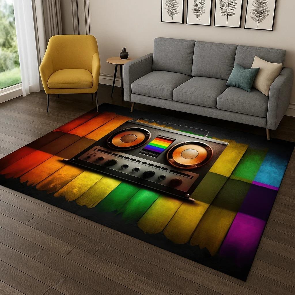Classic Cassette Tape Music Retro Carpet Rug for Home Bedroom Living Room Sofa Doormat Kitchen Decor,Kid Game Non-slip Area Rug