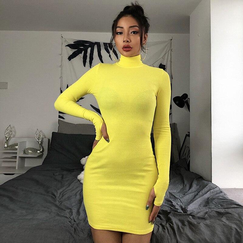 Long Sleeve Turtleneck Dresses 9 Colors 
