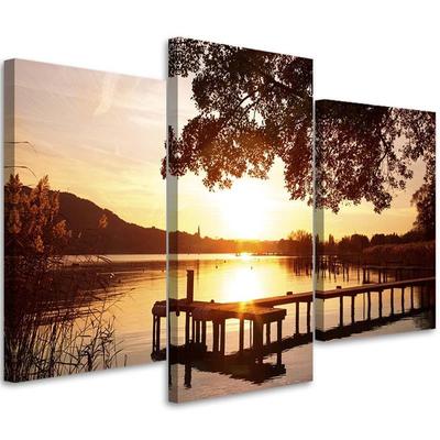Trojdielny obraz na plátne Sunset Lake