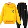 Bow Print Girls Red Hoodie Children 3-12 Years Boys Casual Tops+Pants Sets Long Sleeves Autumn Fashion Kids Long Sleeves Clothes