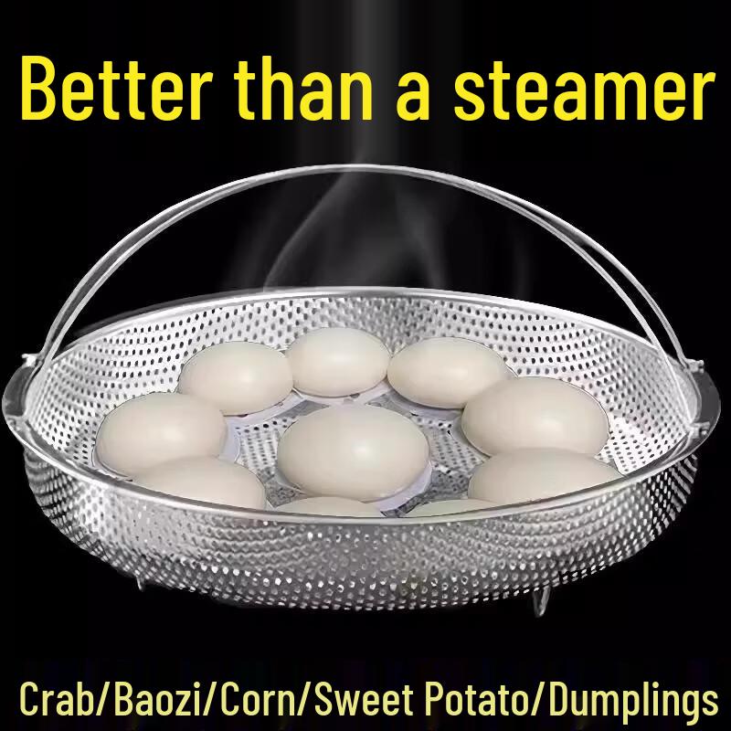 Multi-functional Stainless Steel Steamer Basket with Handle