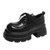 thick-soled national trendy lace-up small leather shoes women's shoes spring and autumn new small height-increasing women's single shoes