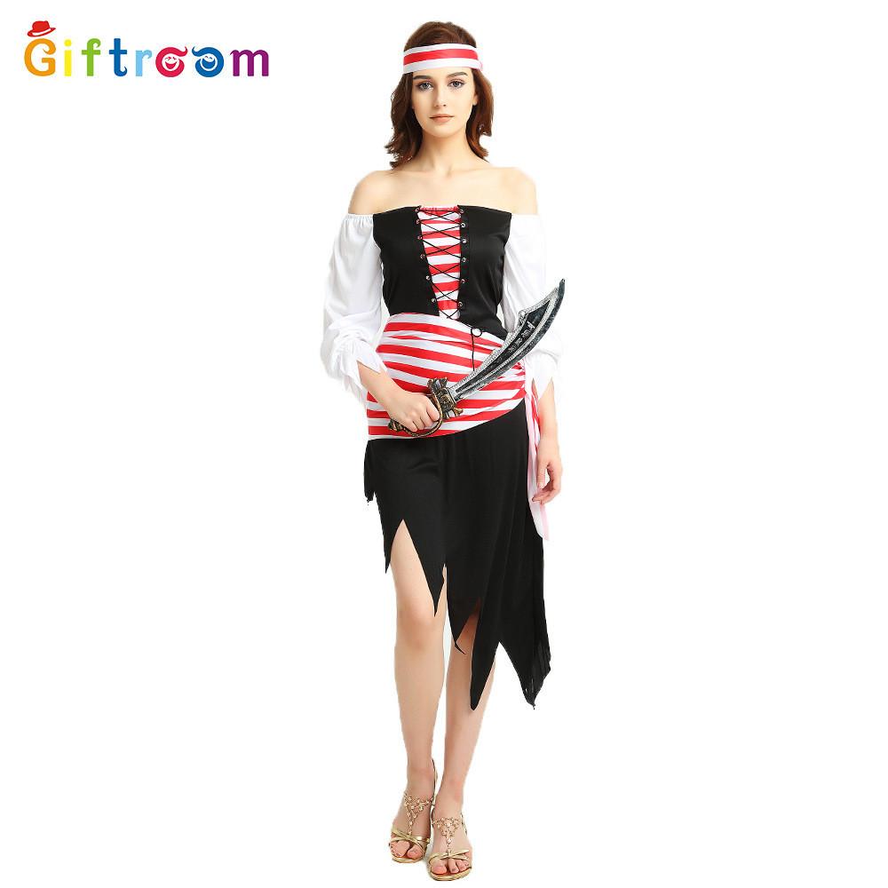 Stunning Women's Pirate Roleplay Costume In Elegant Design For Halloween Celebrations