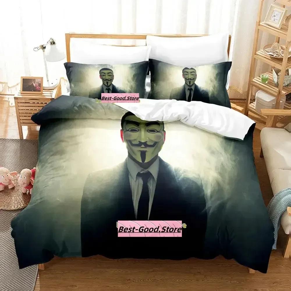 New Personality Technology Anonymous Bedding Set Single Twin Full Queen King Size Bed Set Adult Kid Bedroom Duvetcover Sets