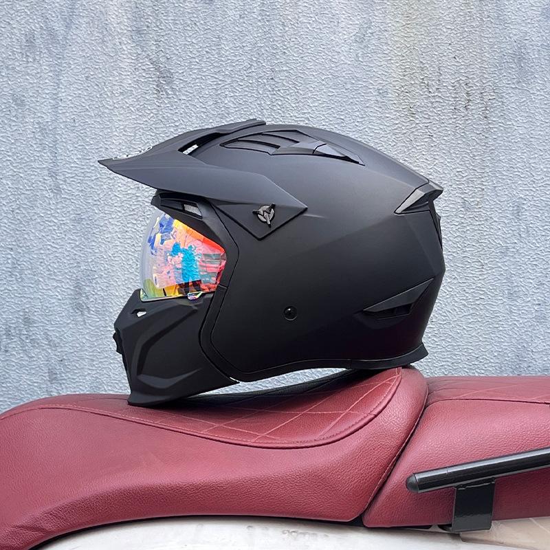 Street Fighter Motorcycle Helmet Men's and Women's Full Helmet Four Seasons Locomotive Retro Detachable Combination Helmet