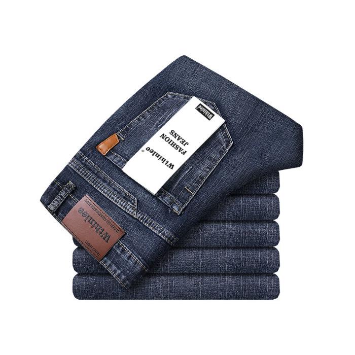 Men's Casual Slim Straight Elastic Jeans - High-Quality, Versatile, Thick Material for Autumn and Winter