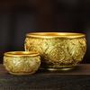Brass Bowl,Engraved Golden Toad Treasure Basin,Copper Jar With Lid for Attracting Wealth Good Fortune, Home Desktop Decoration