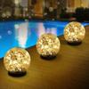 1pc Garden Solar Lights Cracked Glass Ball Waterproof Warm White LED For Outdoor Decor Decorations Pathway Patio Yard Lawn