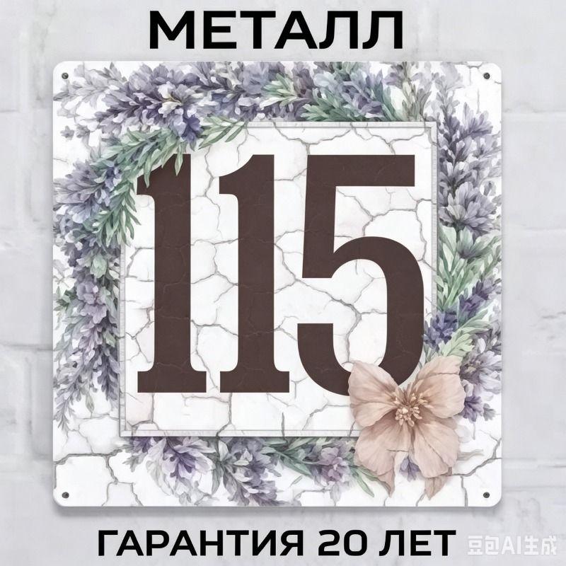 Metallhausnummernschild im Landhausstil Lavendel 20x20cm