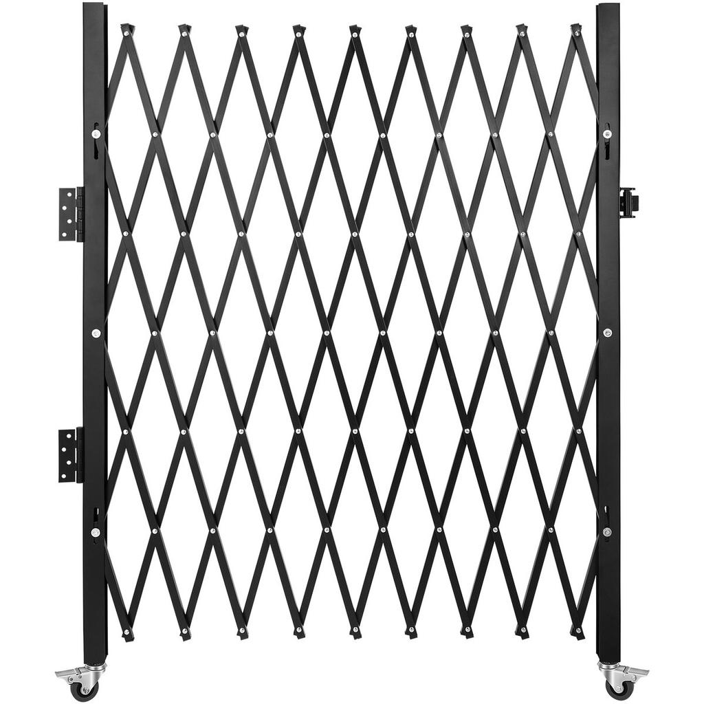 Single Folding Security Gate, 48" H X 71" W Folding Door Gate, Steel Accordion Security Gate, Flexible Expanding Security Gate, 360° Rolling Barricade