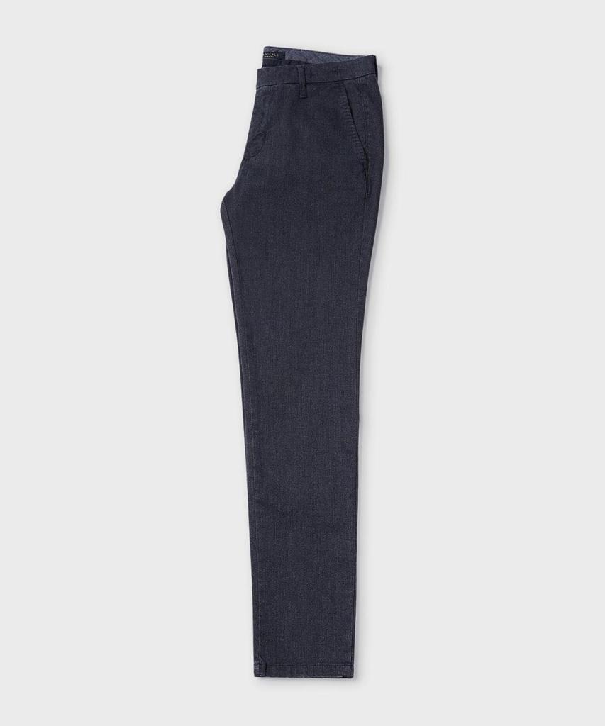 PANICALE Slim Fit Textured Cotton Pants [Navy]