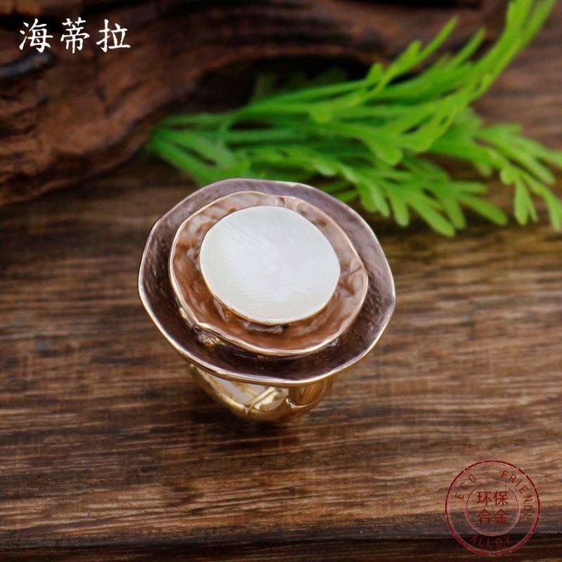 New enamel three-layer round hollow elastic ring women's fashion versatile three-dimensional ring ring