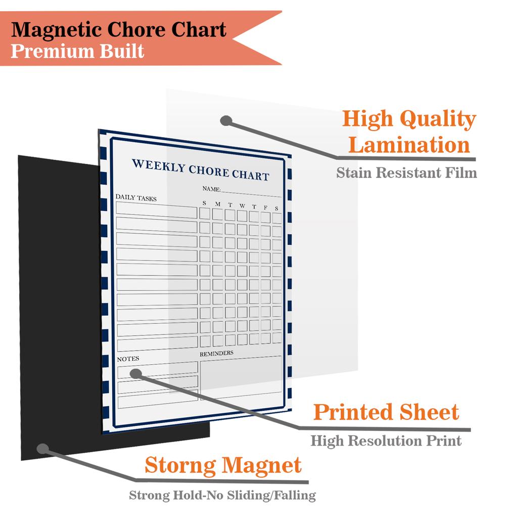 Inkdotpot Magnetic  Whiteboard Weekly Chores Charts Chore  Chart For  Refrigerator  - Dry Erase Behavior Chart For Kids