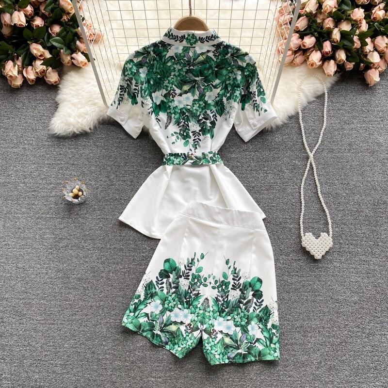Ladies Temperament Suit Female Summer Short-sleeved Shirt Female Design Sense Niche Printed