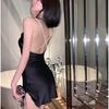 Hong Kong Style Backless Pearl Chain Strap Summer Dress - Slim Fit Hip-Hugging Short Skirt for Women