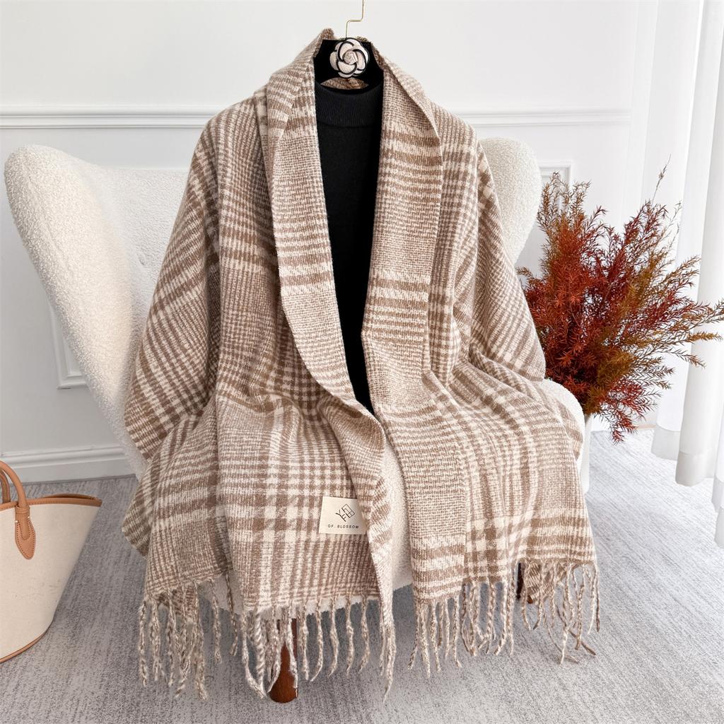 Luxury Plaid Scarf Winter Warm Cashmere Women Long Pashmina Foulard Female Scarves Lady Tassel Shawl Wraps Design New